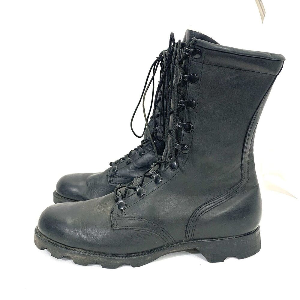 Vintage PJ Combat Boots Mens 8.5 R Black Leather 1988 Military
